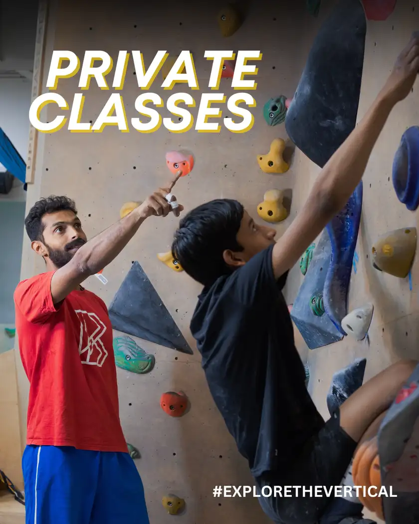 Private classes: a BoulderBox coach guides a young climber on the wall